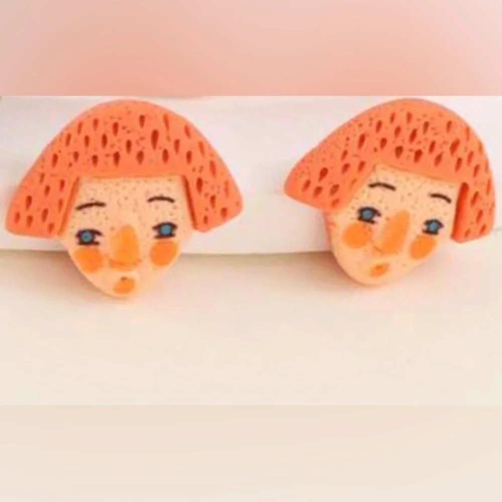 “Ginger Clown Boy” Whimsical Eclectic Lighthearted Cheery Joyful Nostalgic Studs